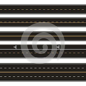 Vector template set of straight asphalt roads.