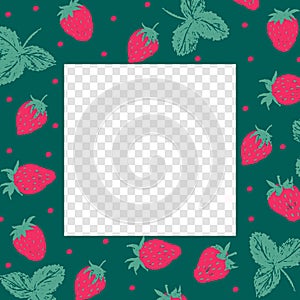 Vector template square banner with paint strawberry