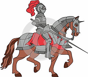 vector template for stained glass knight on horse with spear