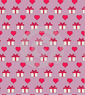 Vector template with valentines day symbols on gray. Seamless pattern on the theme of love, feelings, relationships, weddings.
