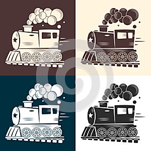 Vector Templates With A Locomotive, Vintage Train, Logotype