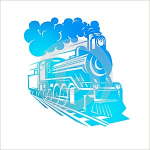 Vector templates with a locomotive, vintage train, logotype, illustration.