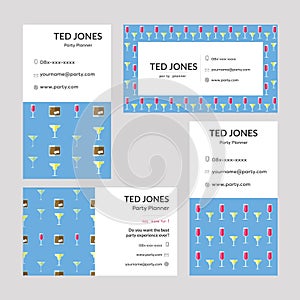 Vector templates of Ted Jones - Party planner visiting cards