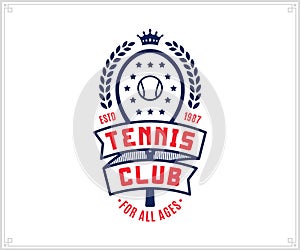 Vector tennis club logo and design elements