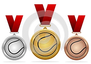 Vector tennis medals award set