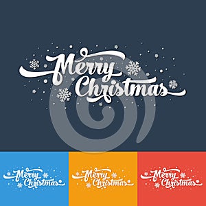 Vector text on colour background. Merry Christmas lettering for invitation