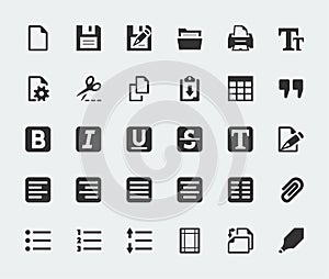 Vector text editor icons set