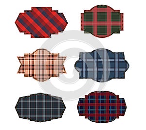 Vector textile labels. Tags fabric texture isolated