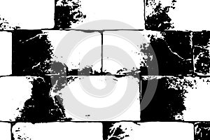 Vector texture brick wall, black and white texture large brick textured background