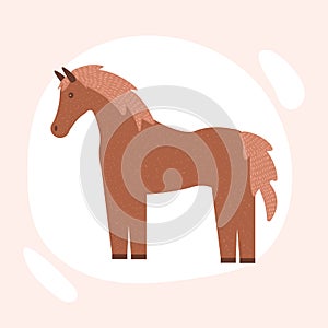 Vector texture image of a horse, horse icon isolated on background