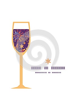 Vector textured christmas stars wine glass