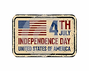 Vector 4th july USA Independence Day vintage rusty metal Poster