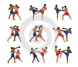Vector thai boxing set