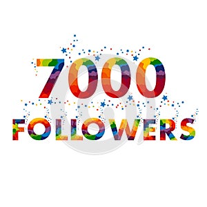 Vector thanks design template for network friends and followers. 7000 followers card.
