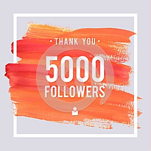 Vector thanks design template for network friends and followers. Thank you 5 K followers card. Image for Social Networks. Web user