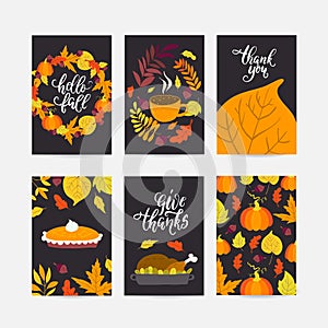 Vector Thanksgiving day greeting cards big collection