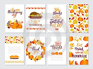 Vector Thanksgiving day greeting cards big collection