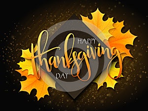 Vector thanksgiving greeting card with hand lettering label