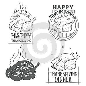 Vector thanksgiving vintage logotypes set