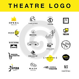 Vector theatre and ballet perfomance logo template design collection. photo