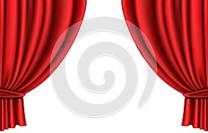 Vector theatrical red curtain, silk or velvet fabric