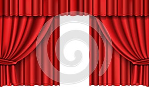 Vector theatrical red curtain, silk or velvet fabric