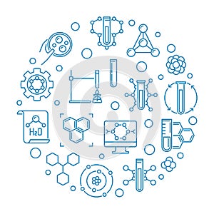 Vector Theoretical Chemistry blue round outline illustration