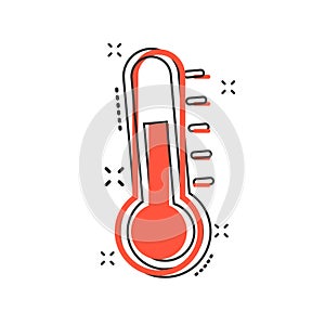 Vector thermometer icon in comic style. Goal sign illustration p