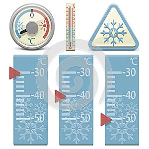 Vector Thermometer and Snow Sign