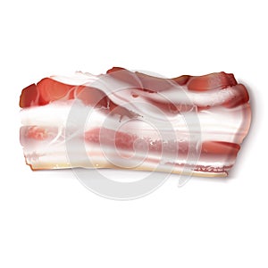 Vector thin bacon strip, fatty slice of pork meat