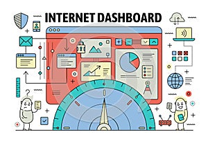 Vector thin line dashboard poster banner template