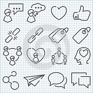 Vector thin line icons set