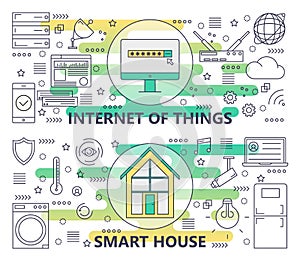 Vector thin line Internet of things and Smart House banners