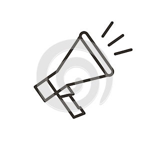 Vector thin line megaphone icon for news, advertising, communication, business, presentations, protests or sound subjects photo