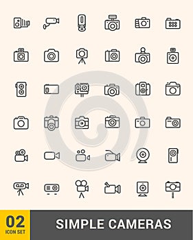 Vector thin photo and video icons design set.