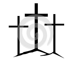 Vector Three Crosses isolated on White Background.