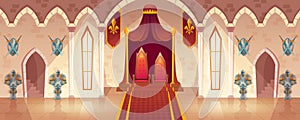 Vector throne room in medieval palace, castle hall
