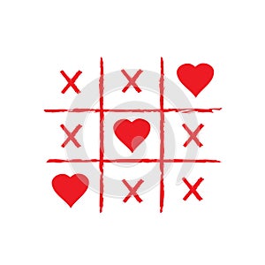 Vector tic tac toe Valentine`s Day