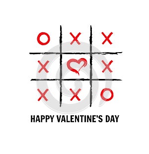 Vector tic tac toe Valentine`s Day