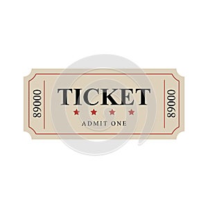 Vector ticket illustration. Retro ticket for cinemas, museums and others