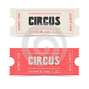 Vector ticket to the retro circus.in soft beige and red style