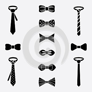 Vector tie and bow icons set