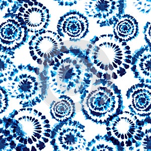 Vector tie dye shibori print. Seamless hand drawn pattern.