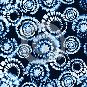 Vector tie dye shibori print. Seamless hand drawn pattern.