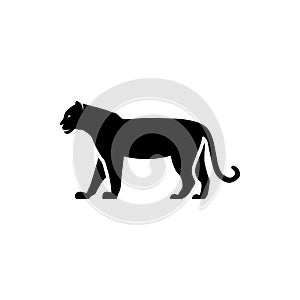 Vector tiger silhouette view side for retro logos, emblems, badges, labels template vintage design element. Isolated on white