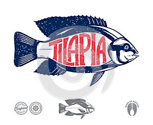 Vector tilapia fish label