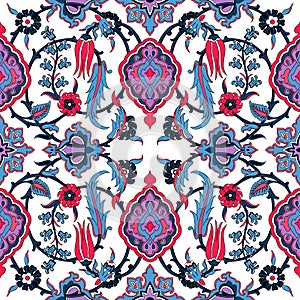 Vector tile oriental floral seamless, ethnic drawing arabic pattern