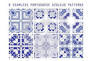 Vector tile pattern, Lisbon floral mosaic