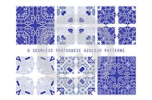Vector tile pattern, Lisbon floral mosaic