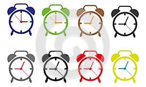 Vector Time Clock Icons, Illustration of alarm clocks on white